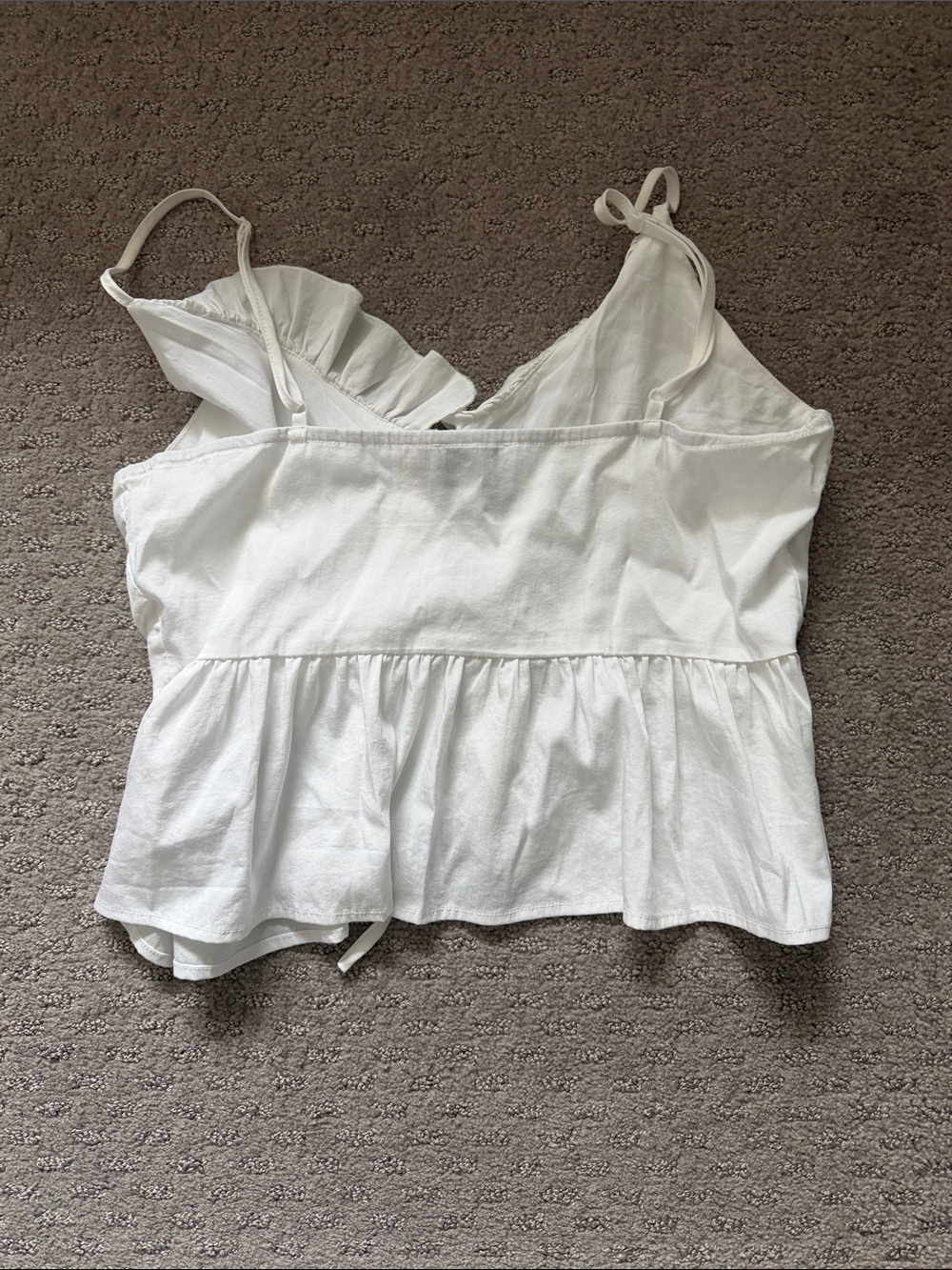 White Ruffle Tie-Front Peplum Cami - Picture 3 of 3